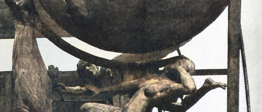 Riesenglobus für die deutsche Abteilung der Pariser Weltausstellung. Modelliert von E. Wenck. In Erz getrieben von O. Bommer