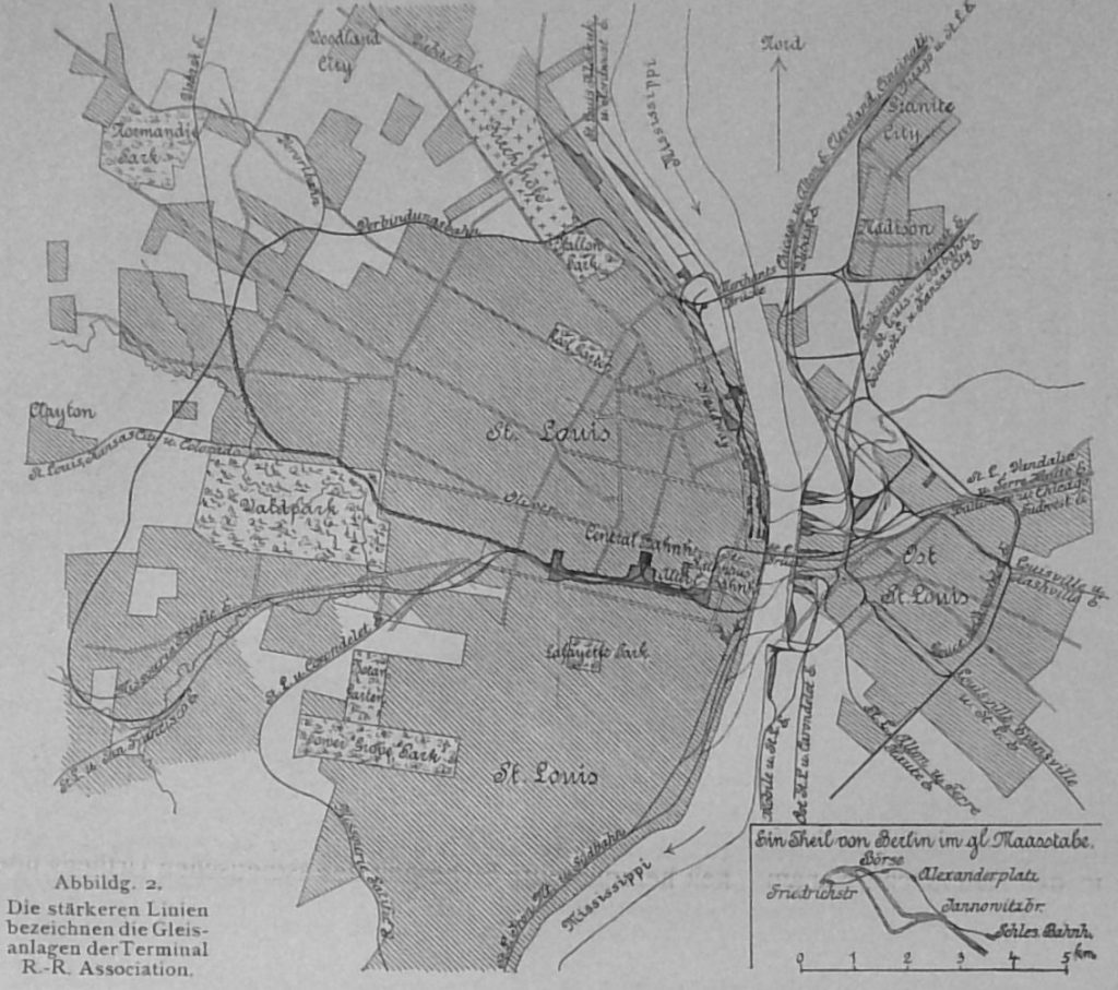 Abbildg. 2 - Die stärkeren Linien bezeichnen die Gleisanlagen der Terminal R.-R. Association