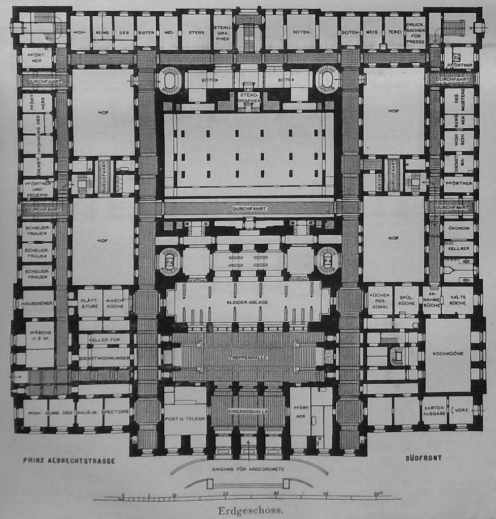 Berliner Neubauten 89 - Das neue Abgeordnetenhaus des preussischen-Landtages - Grundriss Erdgeschoss