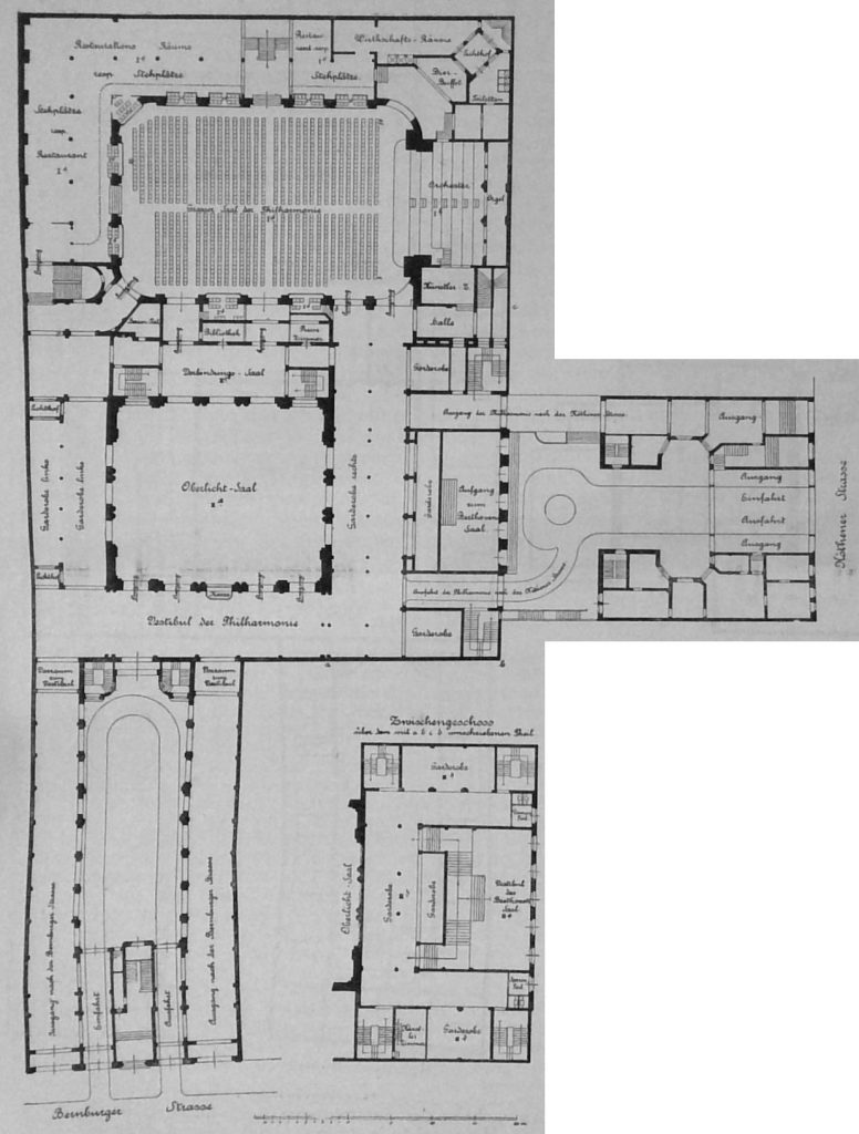 Berliner Neubauten 91 - Die Erweiterungsbauten der Philharmonie, Grundriss des Erdgeschosses