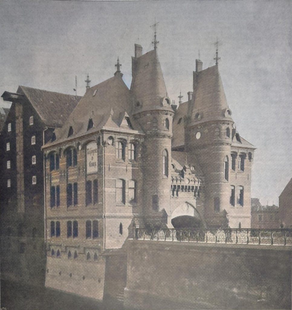 Das Kontor-Gebäude der Firma Ad. Hagens & Co. in Bremen neben der Kaiserbrücke