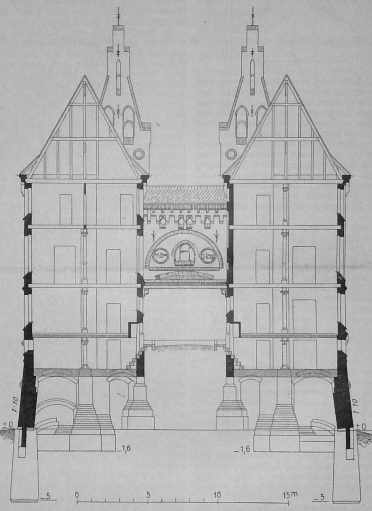 Das Kontor-Gebäude der Firma Ad. Hagens & Co. in Bremen neben der Kaiserbrücke - Schnitt