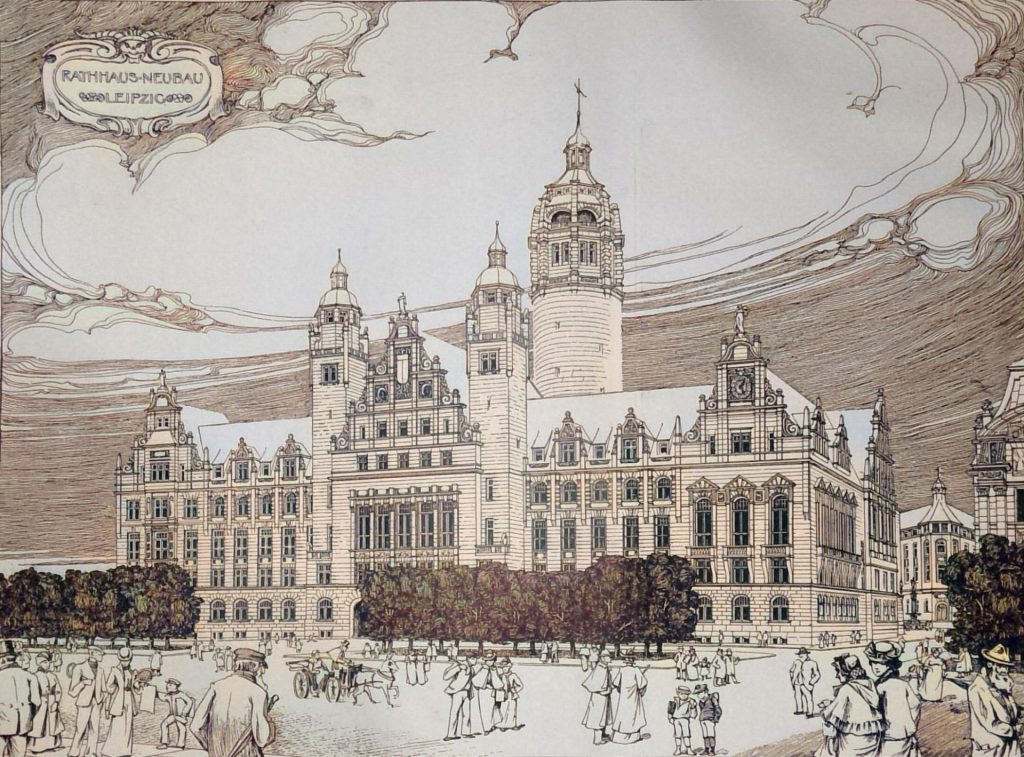 Der Entwurf zum Leipziger Rathhaus-Neubau - Ansicht der Hauptfront