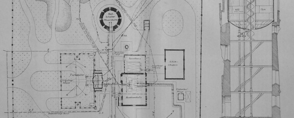 Der Wasserthurm in Thorn - Lageplan und Schnitt