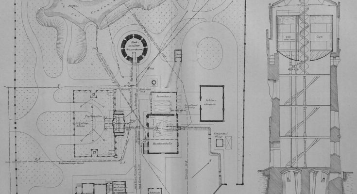 Der Wasserthurm in Thorn - Lageplan und Schnitt