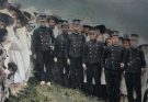 Die Japaner auf Korea. Armeegendarmen auf der japanischen Konzession zu Fusan