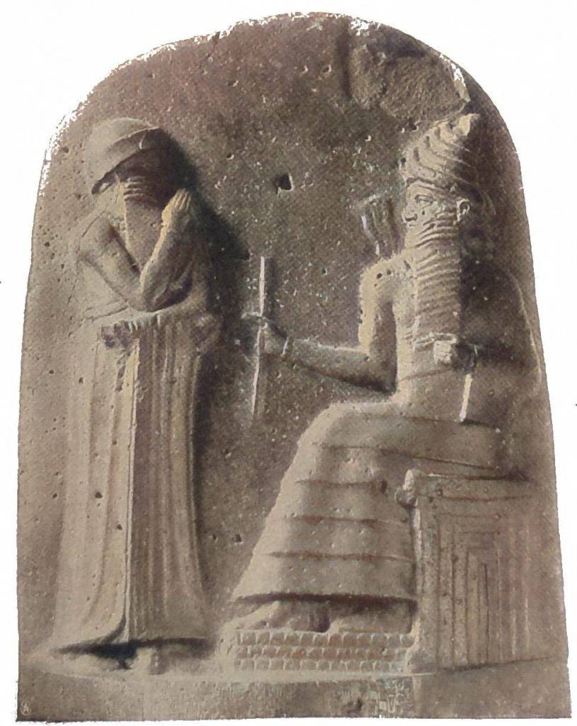 Hammurabi empfängt von Schamasch (dem Sonnengott) seine Gesetze