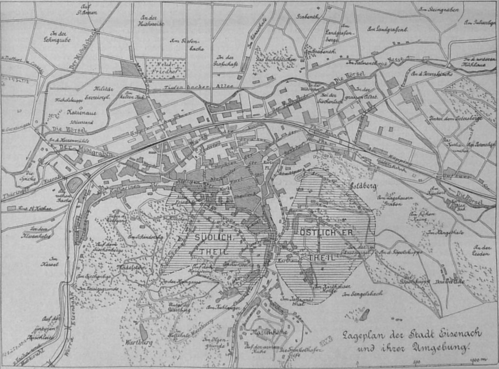 Lageplan der Stadt Eisenach und ihrer Umgebung