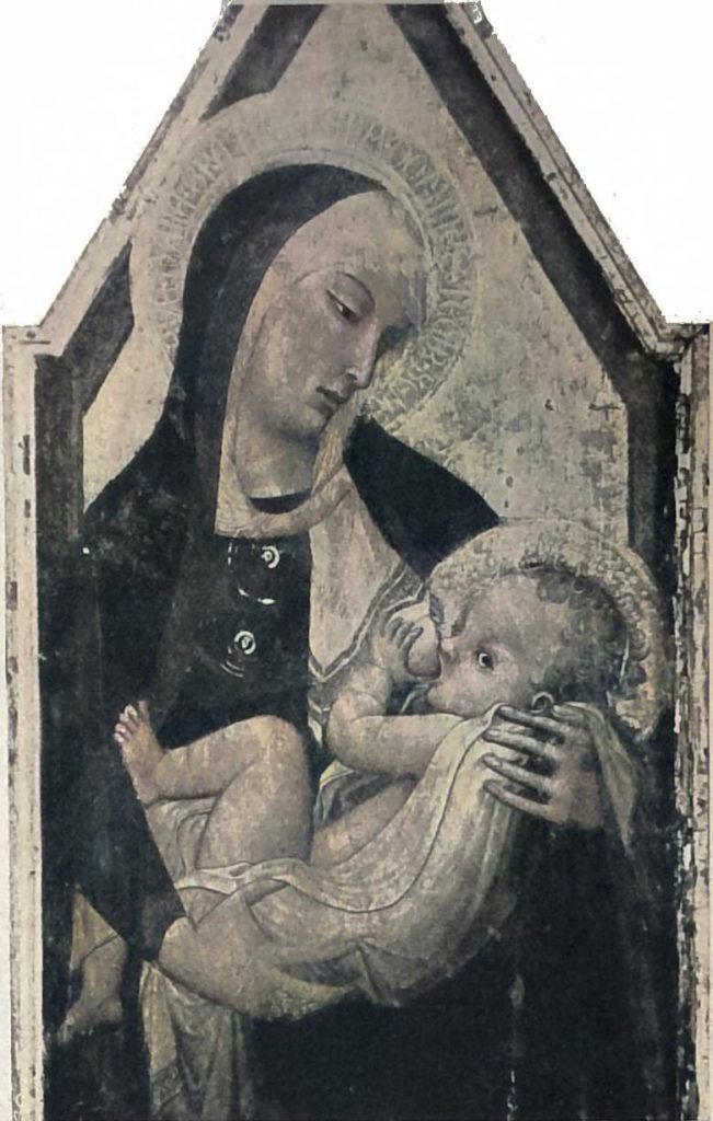 Madonna mit dem Jesuskind. Von Ambrogio Lorenzetti. Kirche S. Fancesco in Siena