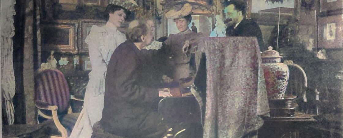 Massenet (am Klavier) und Direktor Gailhard üben Mademoiselle Chavita in ihre Rolle ein