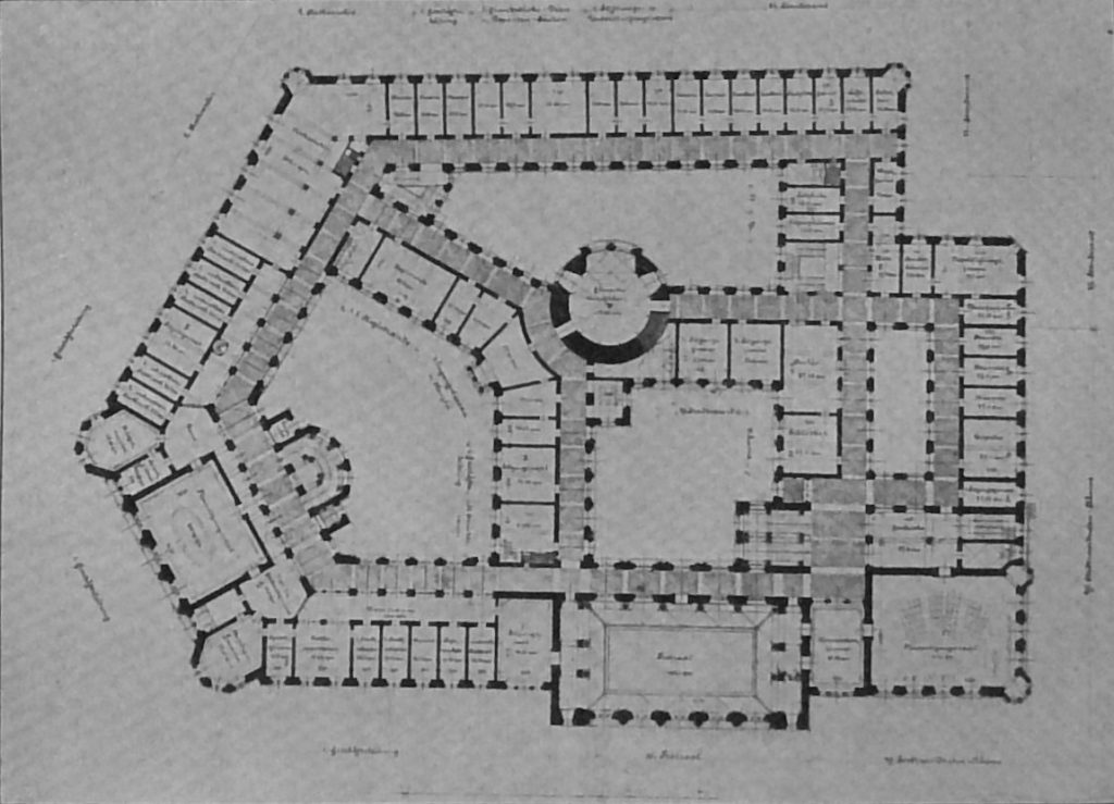 Variante des preisgekrönten Konkurrenz-Entwurfes zum Leipziger Rathhaus-Neubau 1897 - Grundriss