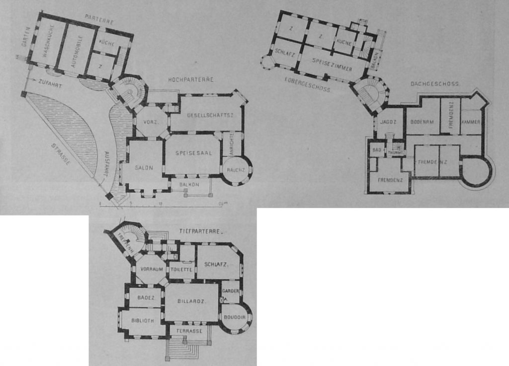 Wohnhaus des Hrn. Baron Theodor von Liebieg in Reichenberg in Böhmen - Grundriss