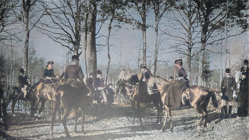 Französische Parforcejagden - Rendezvous der Jagdgesellschaft mit der Herzogin von La Rochefoucauld