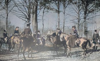 Französische Parforcejagden - Rendezvous der Jagdgesellschaft mit der Herzogin von La Rochefoucauld