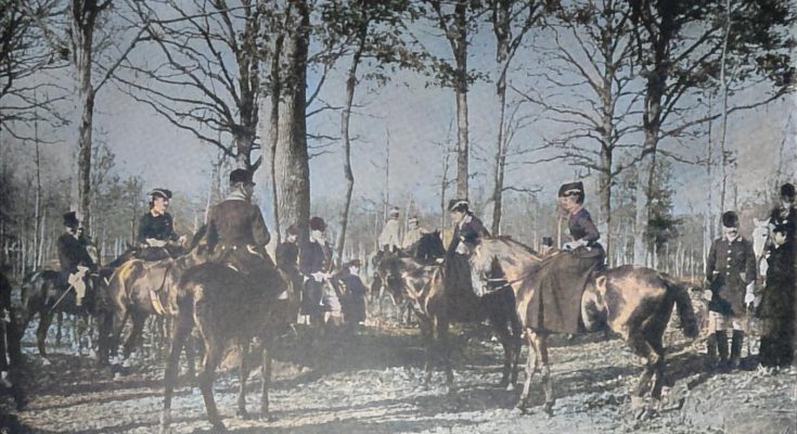 Französische Parforcejagden - Rendezvous der Jagdgesellschaft mit der Herzogin von La Rochefoucauld