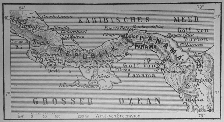 Karte der neuen Republik Panama