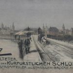Mainz mit neugestalteter Umgebung des kurfürstlichen Schlosses vom ersten Strompfeiler der Strassen-Brücke aus gesehen