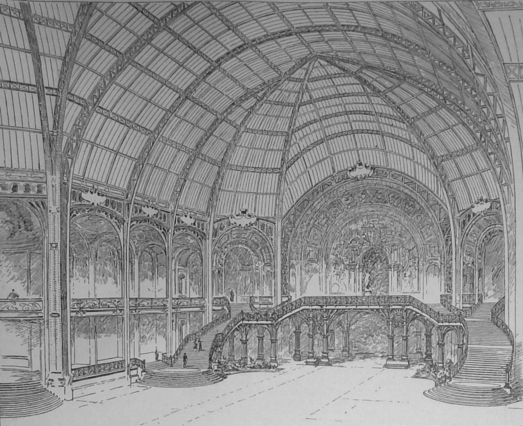 Der grosse Kunst-Palast in der Avenue Nicolaus II. Einblick in die grosse Eisenhalle mit der Freitreppe