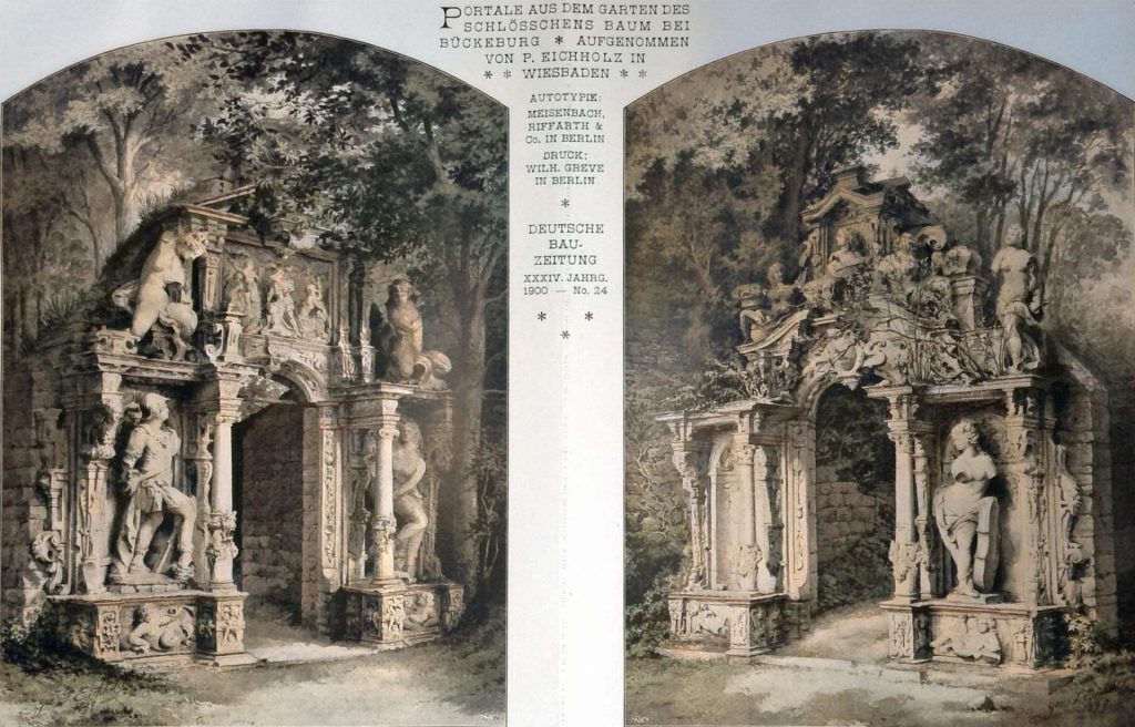 Portale aus dem Garten des Schlösschen Baum bei Bückeburg