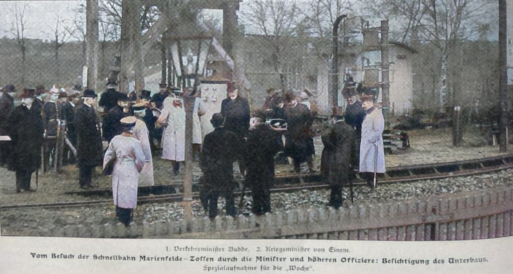 Vom Besuch der Schnellbahn Marienfelde-Zossen durch die Minister und höheren Offiziere - Besichtigung des Unterbaus