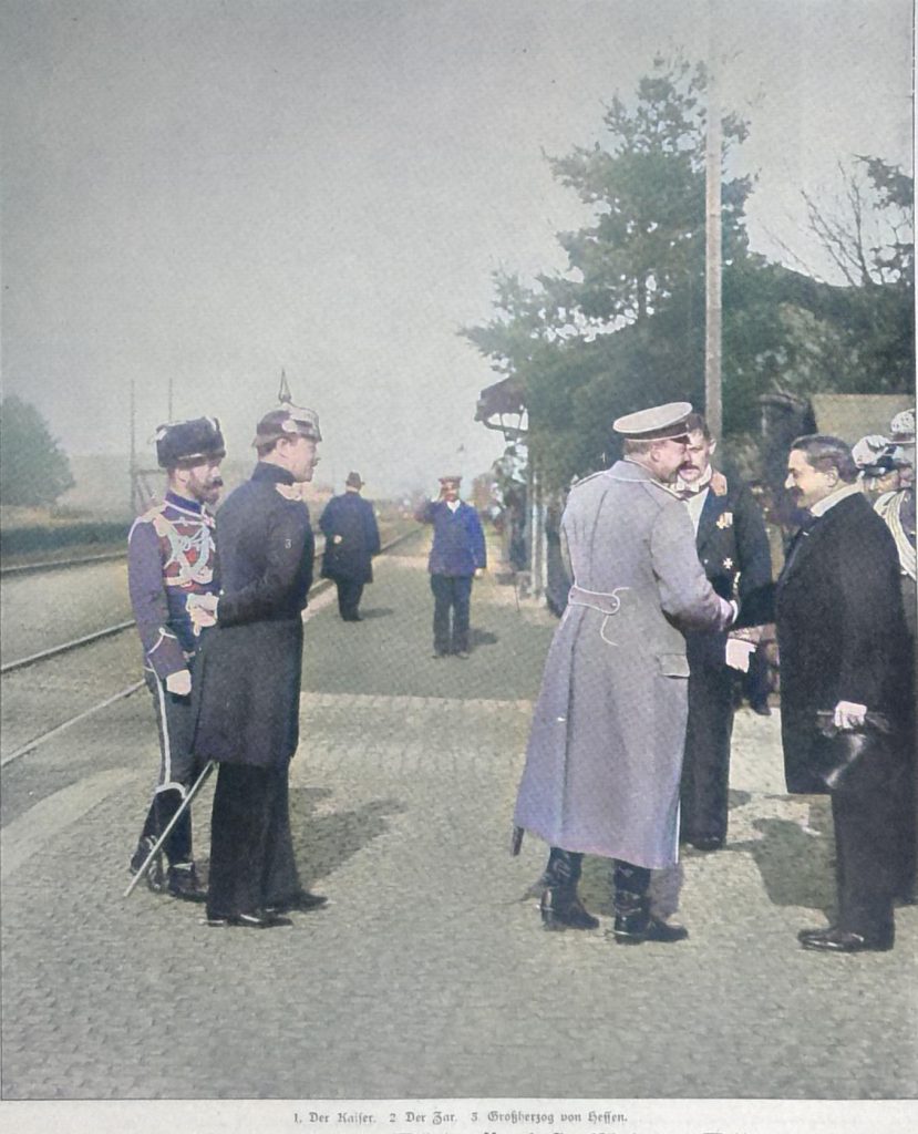 Von der Zusammenkunft Kaiser Wilhelms II. mit Zar Nikolaus zu Wolfsgarten. Abfahrt des Kaisers von der Station Egelsbach