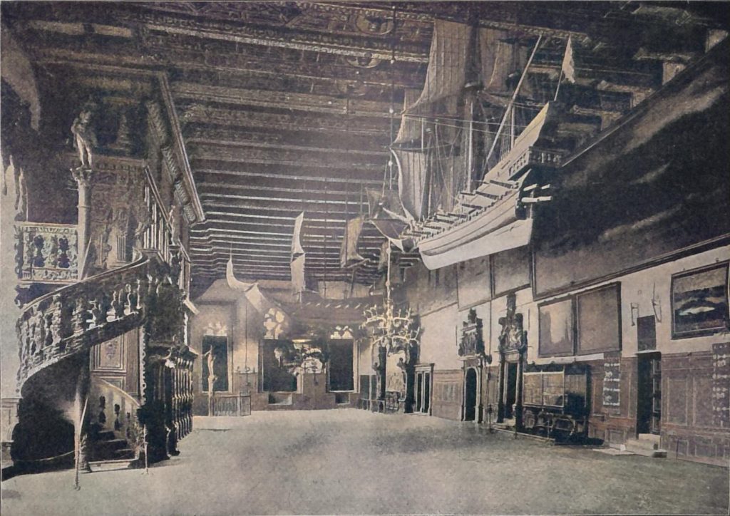 Ansicht der oberen Halle des Rathhauses in Bremen. (Aus Bremen und seine Bauten)