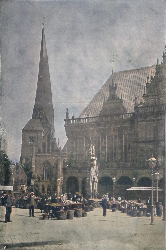 Ansicht des Marktplatzes in Bremen mit der Liebfrauenkirche. (Aus Bremen und seine Bauten)