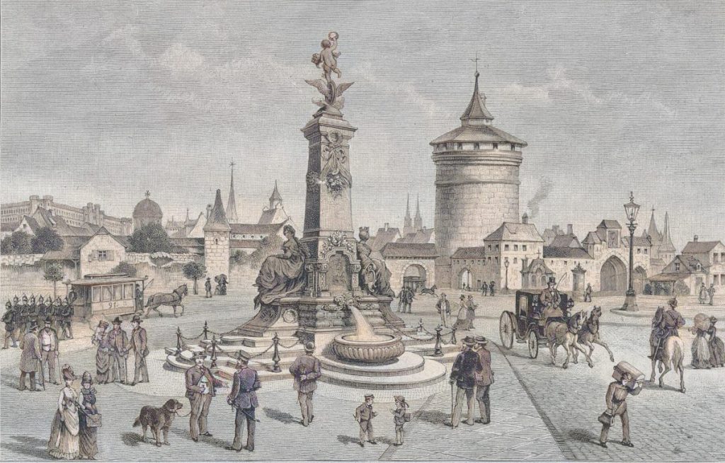 Der Kunstbrunnen auf dem Plerrer zu Nürnberg. Nach einer Originalskizze von Fritz Drescher. (S. 24)