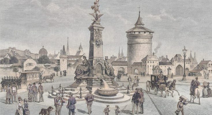 Der Kunstbrunnen auf dem Plerrer zu Nürnberg. Nach einer Originalskizze von Fritz Drescher. (S. 24)