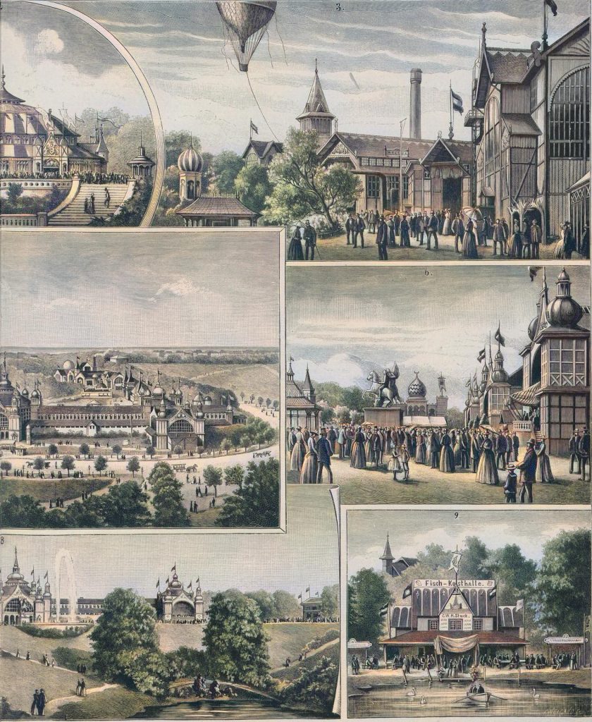 Die Gewerbe- und Industrie-Ausstellung in Hamburg. Originalzeichnung von C. Schildt. (rechts)