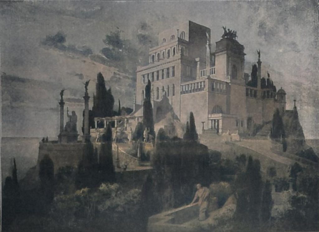 Die Villa Jovis auf Capri. Ansicht von Südosten. Nach dem Entwurf von Prof. C. Weichardt in Dresden