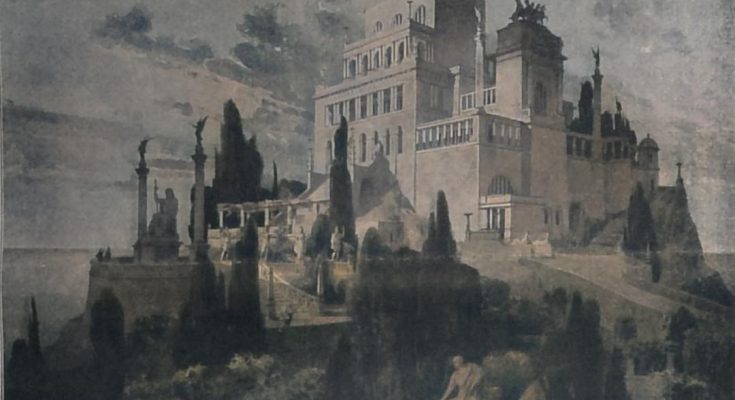 Die Villa Jovis auf Capri. Ansicht von Südosten. Nach dem Entwurf von Prof. C. Weichardt in Dresden