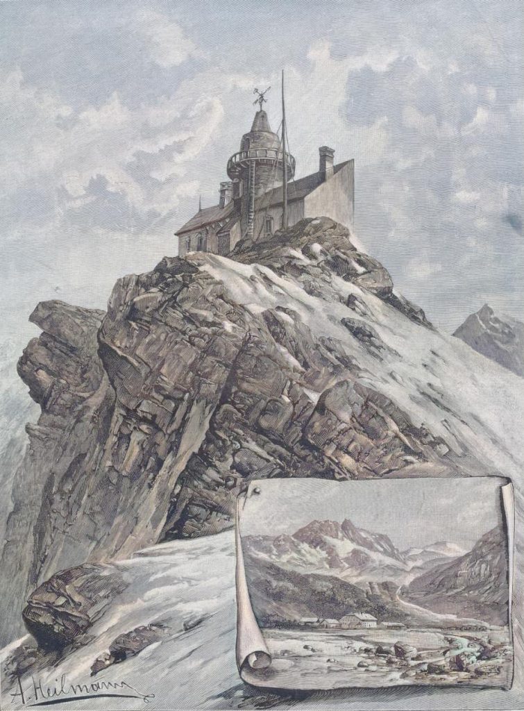 Die Wetterwarte auf dem Sonnblick, die höchste in Europa. Originalzeichnung von A. Heilmann