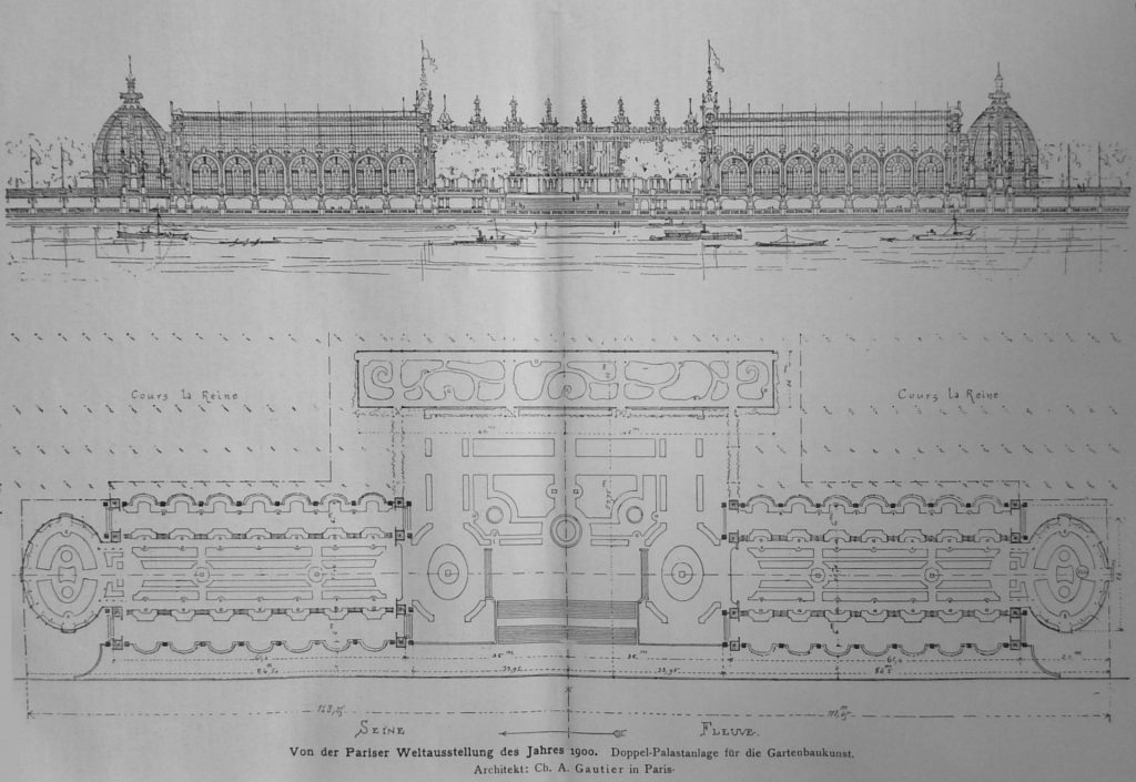 Doppel-Palastanlage für die Gartenbaukunst. Architekt Ch. A. Gautier in Paris