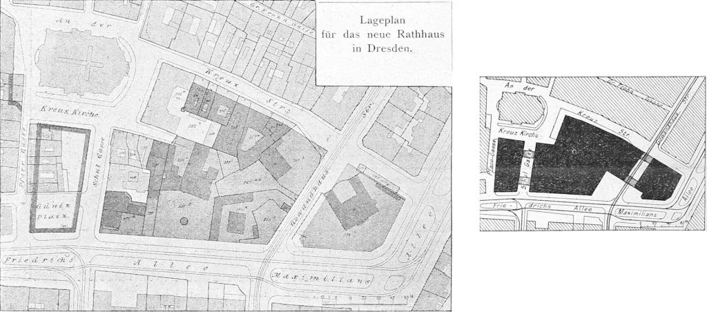 Lageplan für das neue Rathhaus in Dresden