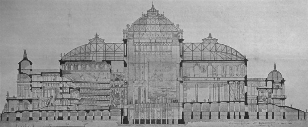 Schnitt des kaiserlichen Theaters für St. Petersburg. Architekt Prof. Victor Schröter in St. Petersburg