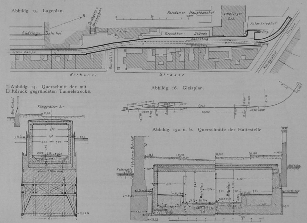 Abbildg. 13-16. Haltestelle der Untergrundbahn am Potsdamerplatz