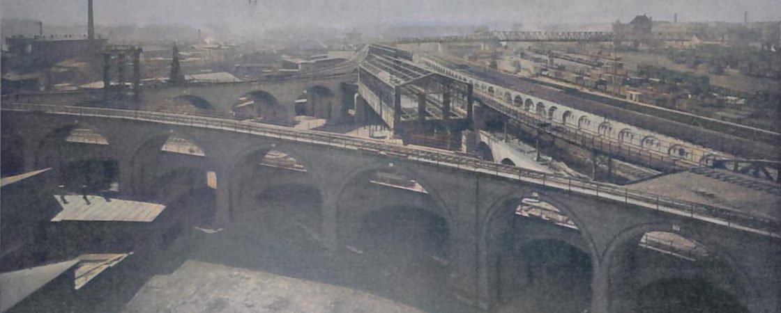 Abbildg. 2. Anschluss-Dreieck der Hochbahn auf dem eisenbahnfiskal. Gelände und Ueberschreitung des Potsdamer Aussenbahnhofes