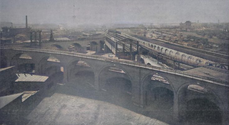 Abbildg. 2. Anschluss-Dreieck der Hochbahn auf dem eisenbahnfiskal. Gelände und Ueberschreitung des Potsdamer Aussenbahnhofes