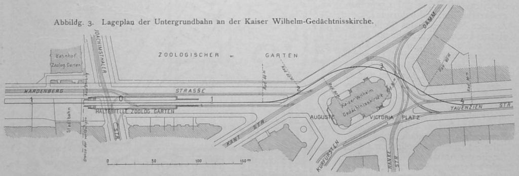 Abbildg. 3. Lageplan der Untergrundbahn an der Kaiser Wilhelm-Gedächniskirche