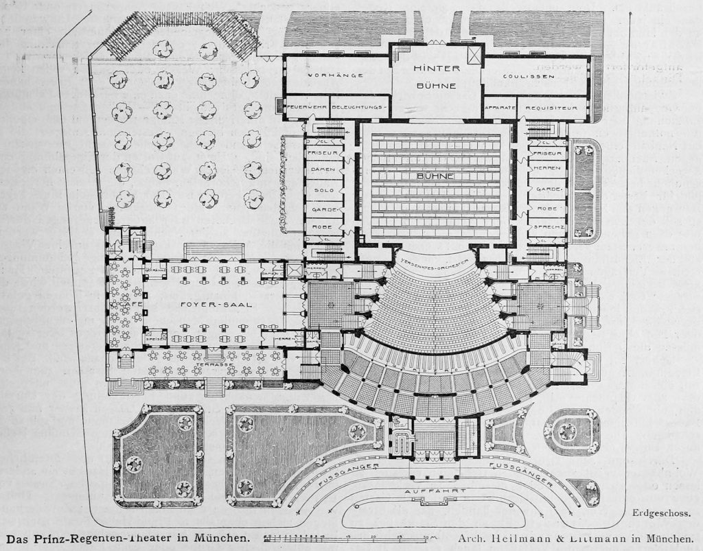 Das Prinz-Regenten-Theater in München. Arch. Heilmann & Littmann in München. Erdgeschoss