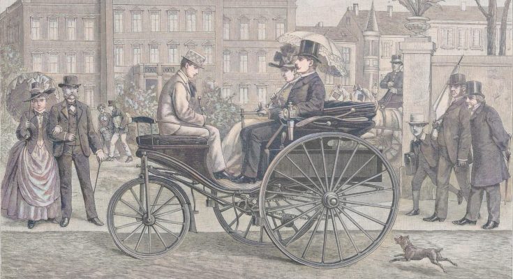 Der Benz'sche Patent-Motorwagen. Originalzeichnung von J. G. Fuellhaas