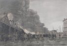 Der Brand des Petroleumlagers, vom Scheldequai aus gesehen