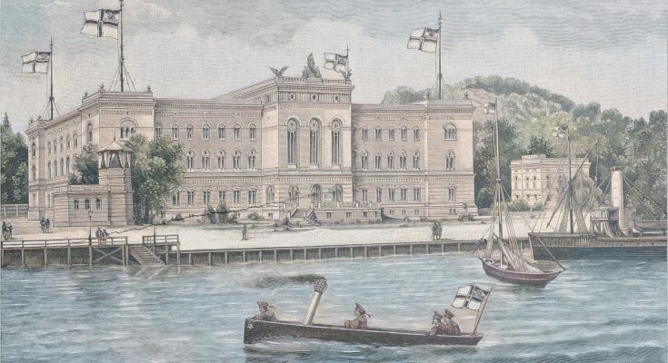 Die neue Marine-Akademie in Kiel. Nach einer Originalskizze von W. Stöwer