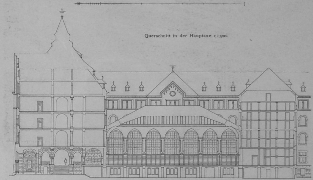 Entwurf von Brth. Schwechten in Berlin. Querschnitt in der Hauptaxe. 1:500