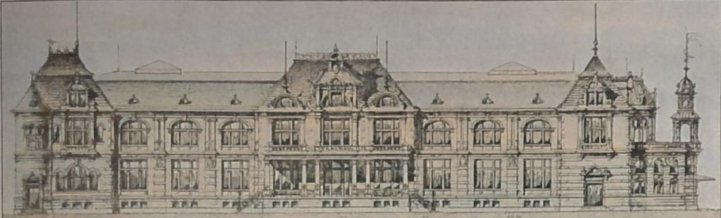 Entwurf zu einem Saalbau in Heidelberg. Architekten Henkenhaf & Ebert in Heidelberg