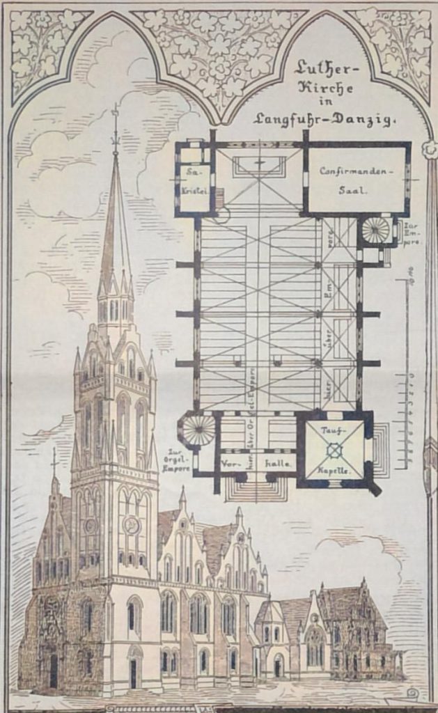 Luther-Kirche in Langfuhr-Danzig. Architekt Geh. Hofbrth. Möckel in Doberan
